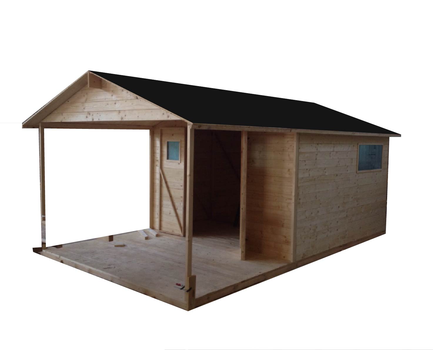 Záhradný drevený domček s terasou MAD 15m2, 24mm, s okny