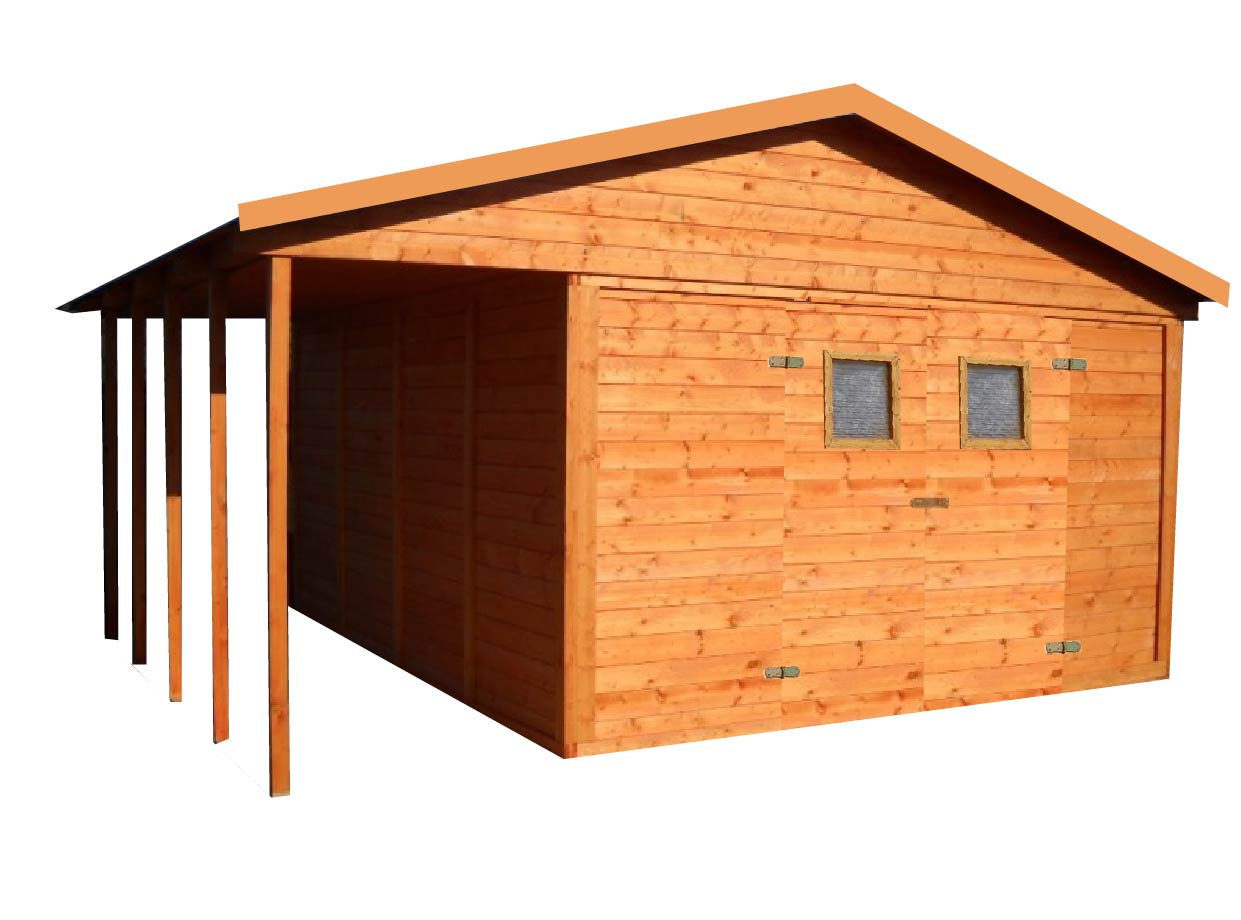 Záhradný drevený domček s terasou BILBAO 12,6m2 + 3,6m2, 24mm, s okny