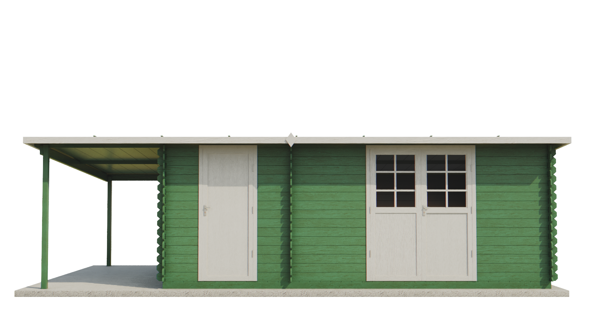 Záhradný drevený domček zrubový SALAMANKA 8,5 x 4,5m s terasou 8m2