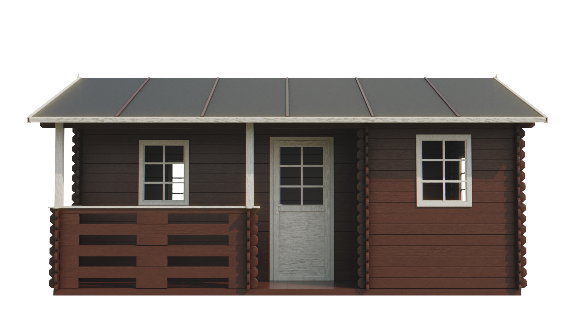 Záhradný drevený domček zrubový PALPLOMA 6,5 x 4,5m s verandou 4m2